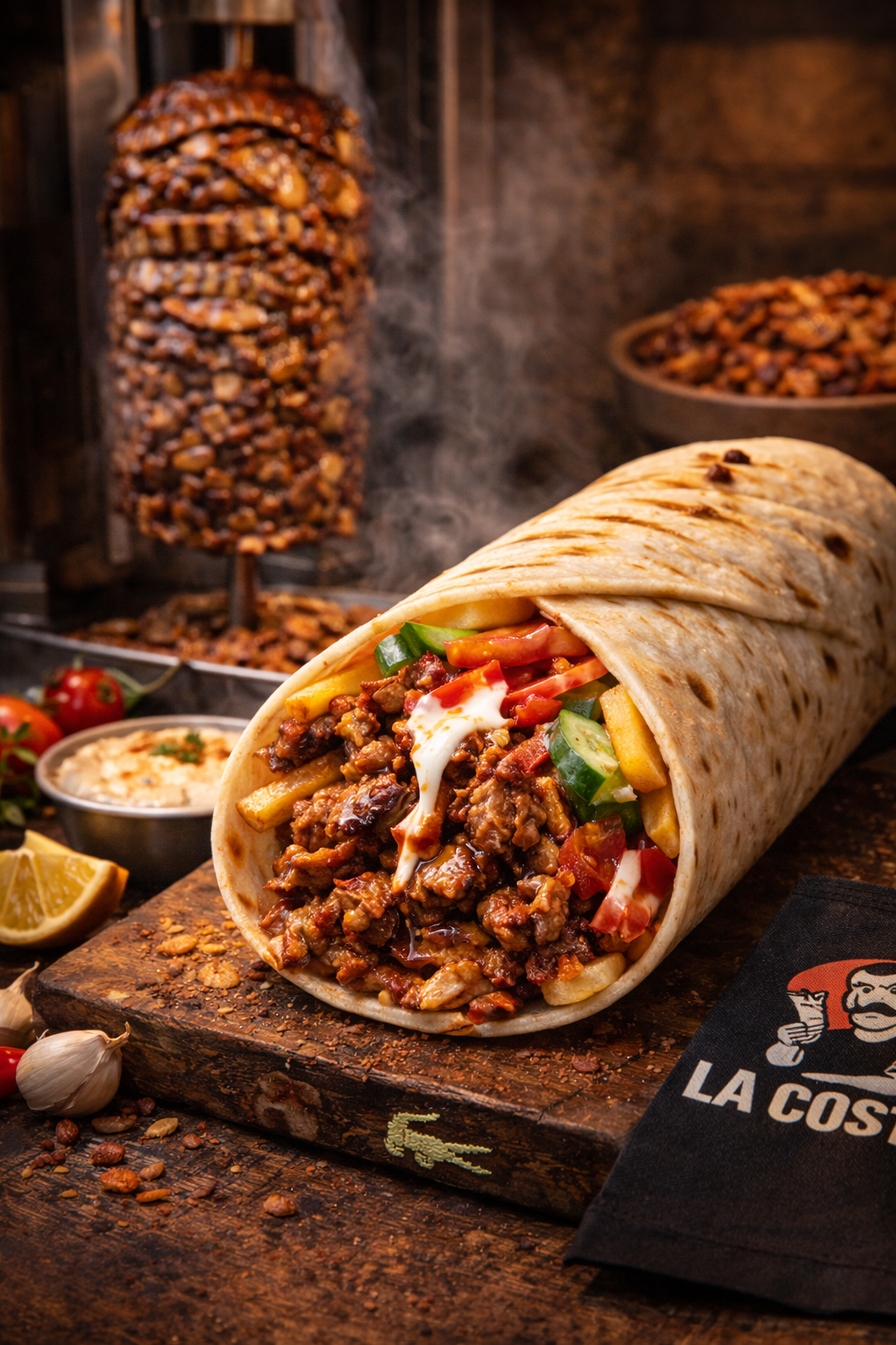 Shawarma cu carne de crocodil La Costel — servită în lipie proaspătă