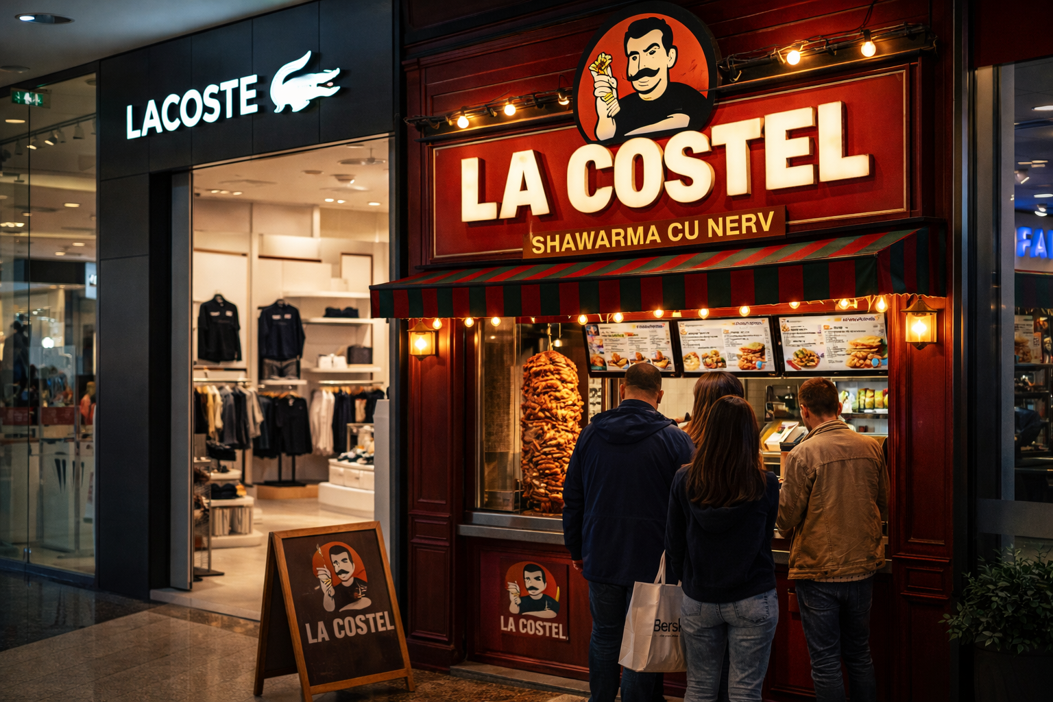 La Costel amplasat langa un magazin Lacoste, cu clienti la vitrina
